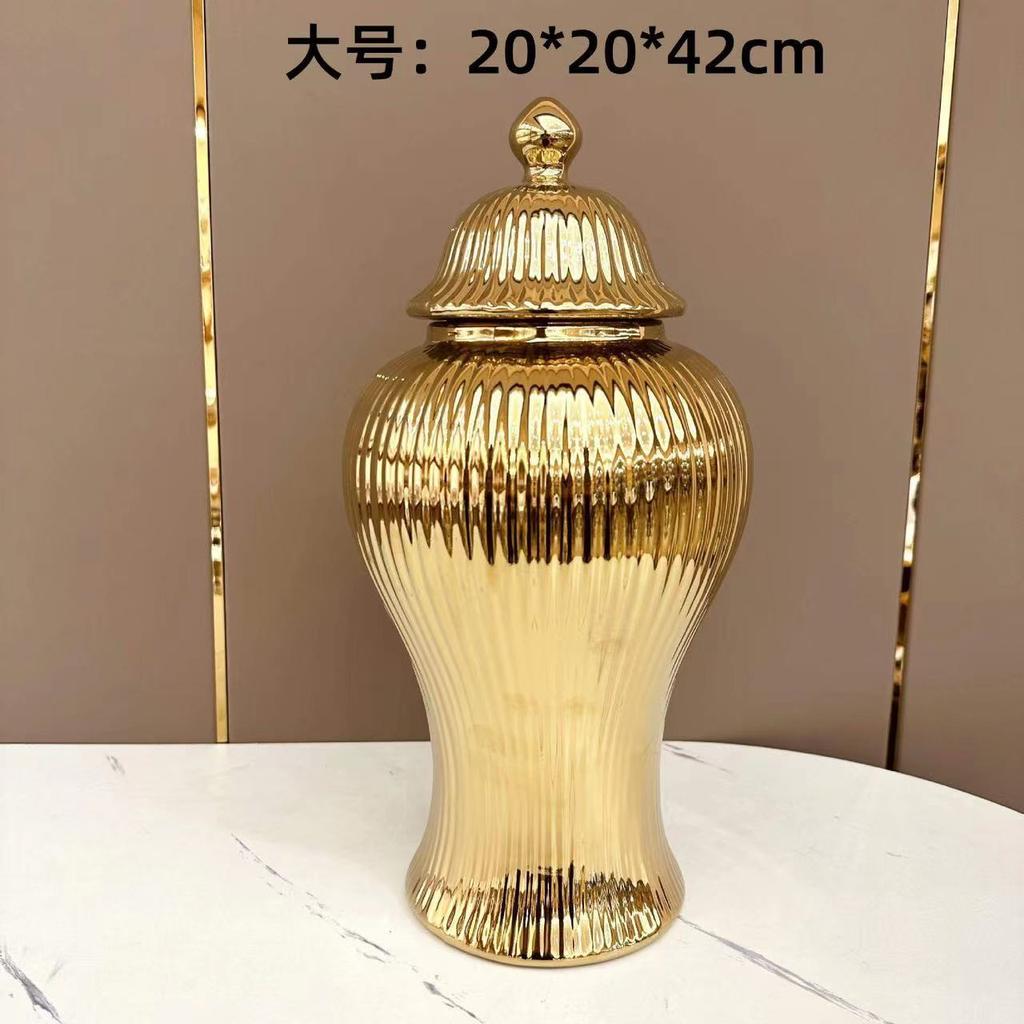 Ceramic vase storage jar General's jar vase Creative minimalist electroplated gold ceramic vases Hotel decor Wedding home crafts