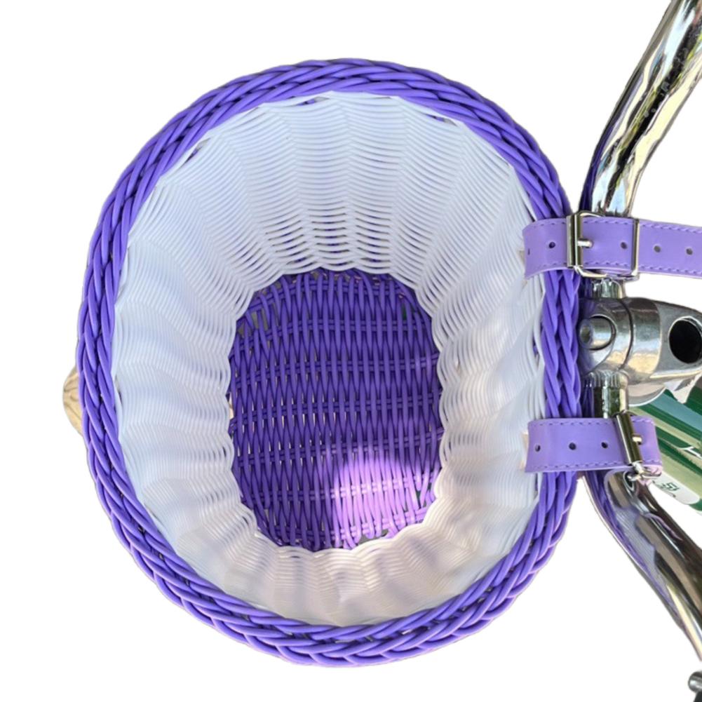 Bike Front Basket Adjustable Leather Straps Handwoven Bicycle Basket Waterproof Bicycle Storage Basket for Kids Adult Bikes