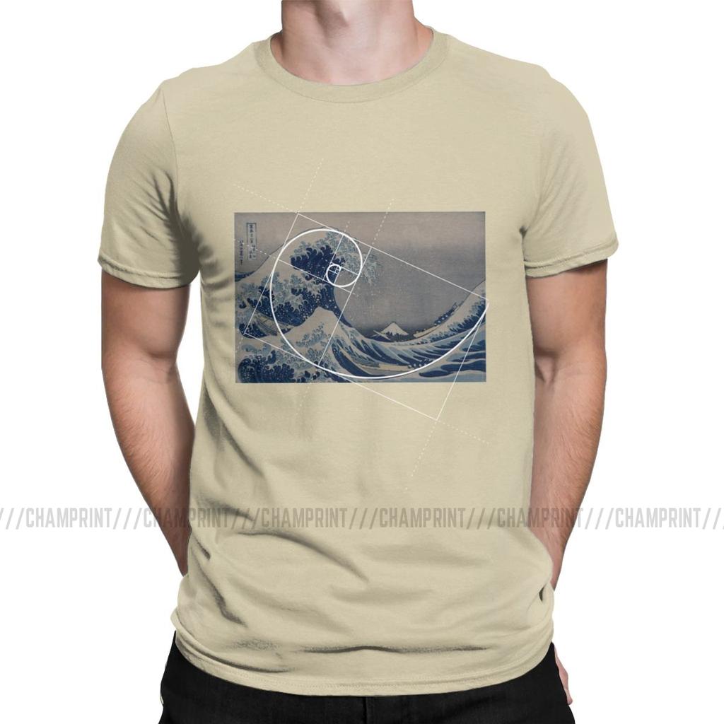 Hokusai Meets Fibonacci Sequence Men S T Shirt Golden Ratio Math T Shirts Technical Geek Vintage