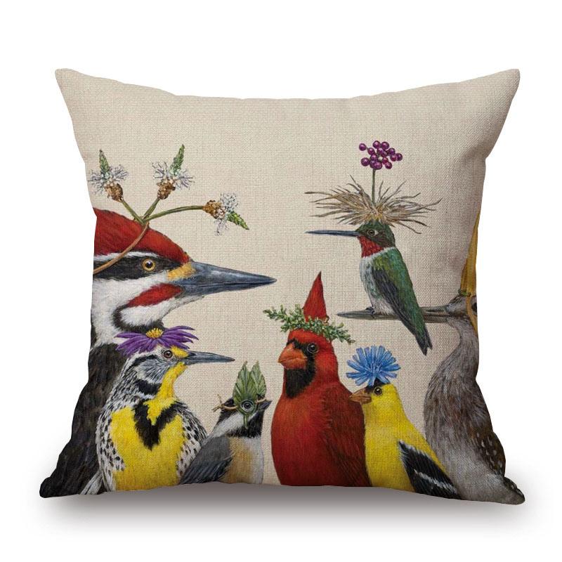Decorative Cushion Covers Squirrel Bird Bear Fox Animals Pillow Case Modern Decor Flower Pillowcase For Sofa 45X45Cm