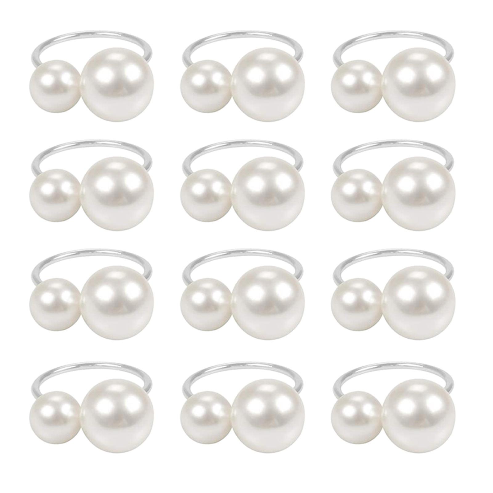 

Party Table Pearls Napkin Ring Set Decorative Napkin Rings Adorned with Pearls for a Touch of Class to Any Table 2