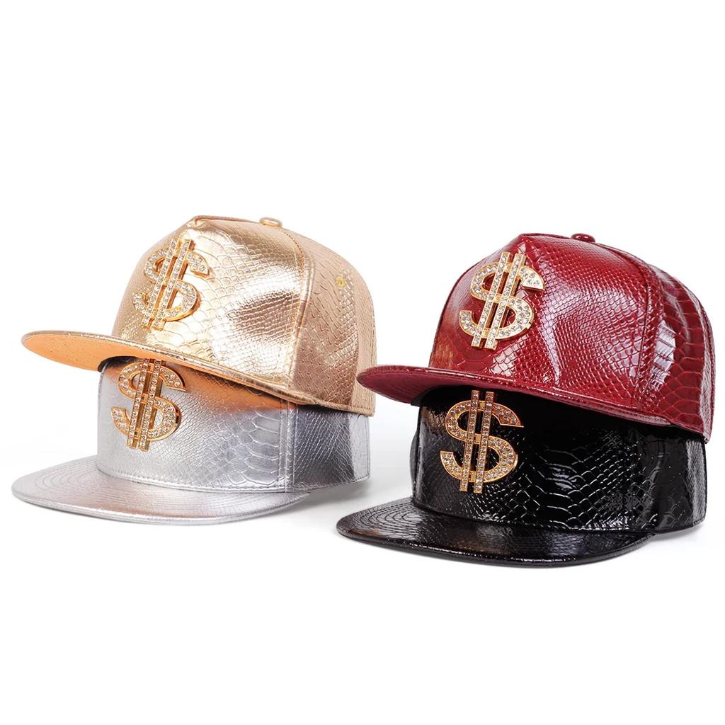 Unisex S Label Python Patterned Leather Hip-hop Hats Spring Autumn Outdoor Adjustable Casual Baseball Caps Sunscreen Hat