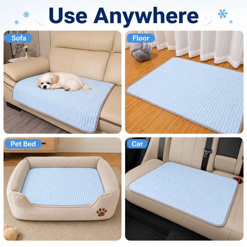 Ice Silk Cooling Pet Mat Summer Dog Cat Cooling Pad Breathable Soft Sleeping Blanket Anti-Heat Pet Bed Cushion for Small Medium