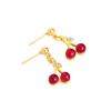 Niche design diamond-encrusted red cherry pendant earrings, fashionable and versatile, festive stud earrings, whitening earrings