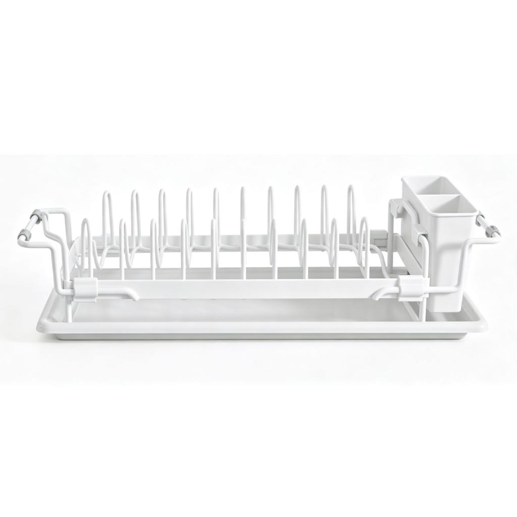 Extendable Dish Drying Rack Multifunctional Dish Drainer Kitchen Organizer Shelf with Cutlery Holder for Small