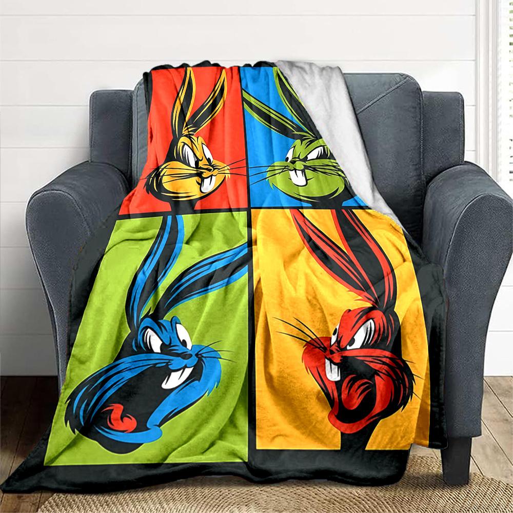 1pc Bugs Bunny Pop Art Flannel Throw Blanket Lightweight Soft Warm All Season Blanket for Sofa, Bed, Travel,L1028155