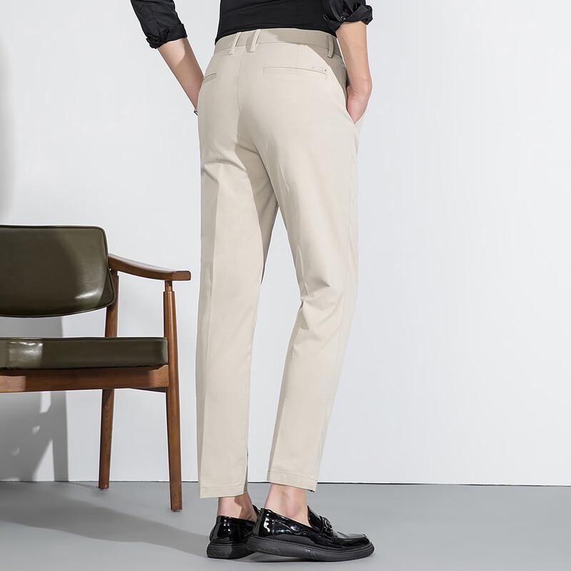 MONTAGUT Men's Easy Iron Wrinkle-Resistant Business Casual Cropped Pants