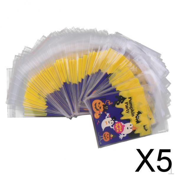 

5x100x Halloween Treat Cellophane Bags Sweet Candy Cookie Party Favor Gift Bag
