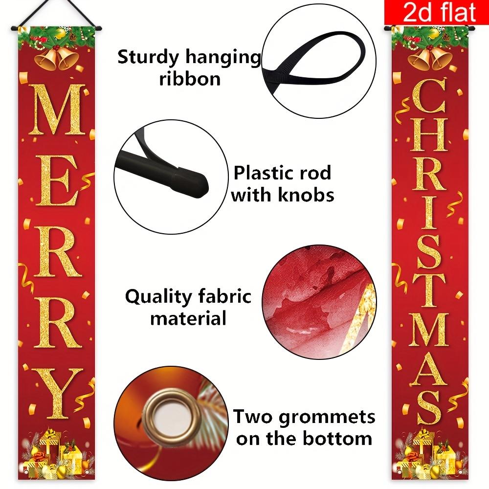 Merry Christmas Couplet Banner 1 Pair Polyester Indoor Outdoor Decor