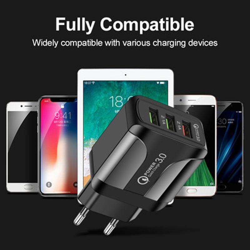 QC3.0 Fast Charge Mobile Phone Charger 3 USB Smart European Rules U.S. Rules British Rules 5V9V12V Multi-mouth Travel Charge