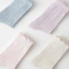1 Pair Women Summer Socks Mid-tube Thin Shirring Lace Anti-slip Cooling Solid Color High Elasticity Sweat Absorption Adult Home Yoga Socks Piled Socks