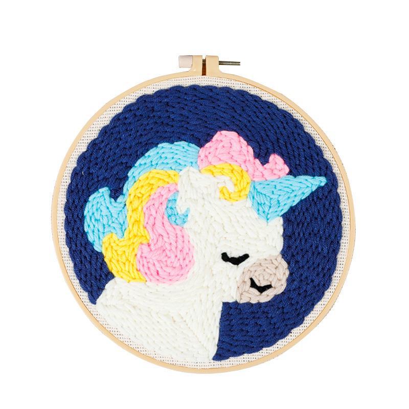 Russian DIY Punch Needle Embroidery Kit: Includes Yarn, Needle, Latch Hook, & Hoop for Knitting & Ornament Crafting