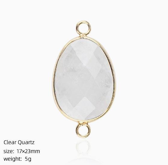 Natural Crystal Stone Charms Faceted Waterdrop Connector with Brass Findings Golden for Necklace Bracelet Jewelry Making DIY