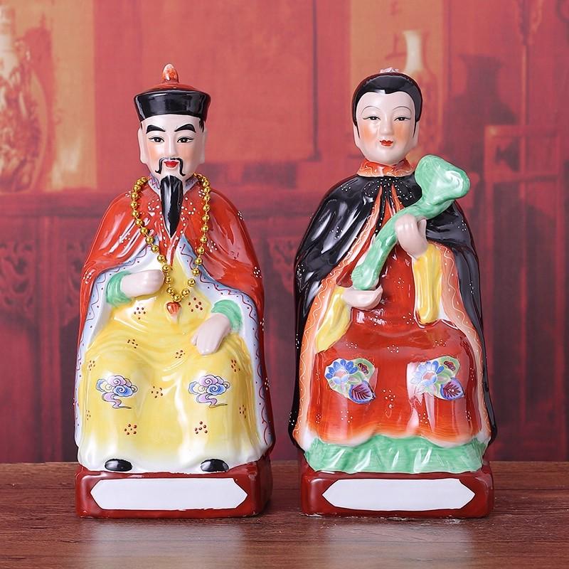 Antique Color Porcelain Statue - Hu Huang Chang Mang Four Great Families Deity, Chinese Folk Religion Altar Figurine, Home Prote