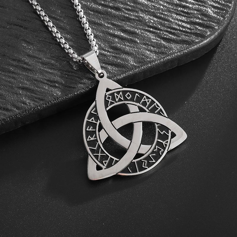 European and American Nordic Viking Stainless Steel Necklace Men and Women Necklace Retro Rune Pendant