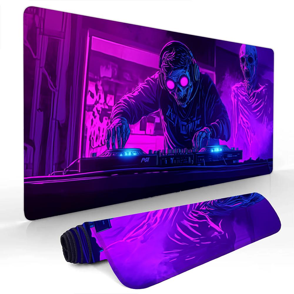 Skeleton Carnival Party Large Mouse Pad Gaming Mats NonSlip Desk Mat Mouse Carpet with Stitched Edge HD Printing Office Mat