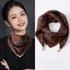 Womens Cotton Square Scarf With Magnetic Clasp Lightweight Winter Wrap Accessory Floral Print