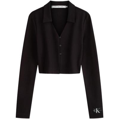 Classic Label Casual Commuter V-Neck Polo Knit Sweater Women Tops Space-Black J223551
