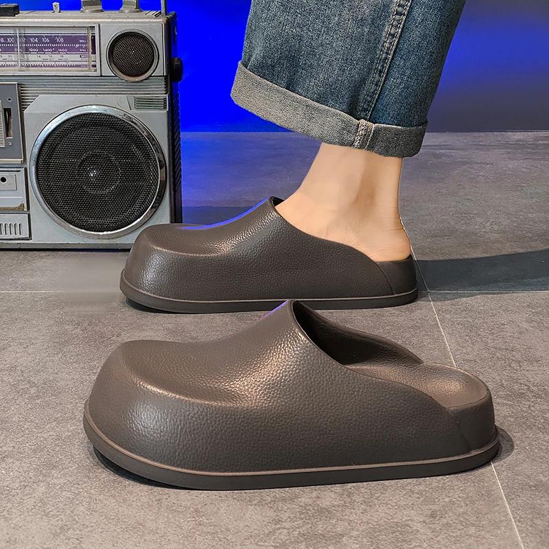 Fashion Men's Summer Outdoor Anti-slip Waterproof Black Chef Work Oes Slip-On Driving Lazy People Sandals Cover Slippers Zapatillas Male