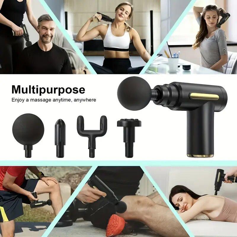 Portable Handheld Electric Muscle Massager Gun, Deep Tissue Impact Electric Muscle Massager, Suitable for Sports and Fitness