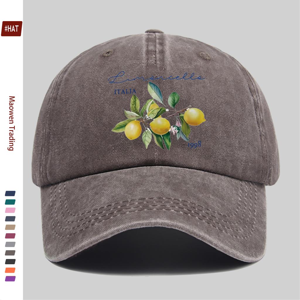 Pc Italian Lemon Print Baseball Cap Lightweight Spring Summer Casual Fantasy Design with Iconic Quote Sun Hat Multicolor Papa H