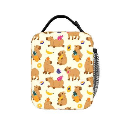 Tropical Fruit Capybara Lunch Bag  Office Lunch Box For Adult Cute Print Tote Food Bags Oxford Portable Cooler Bag