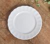 Set of 5 White Dinnerware: Floral-Shaped, Shatter-Resistant Porcelain TIARA Pure White Ruffle Cake and Salad Plates, 19cm