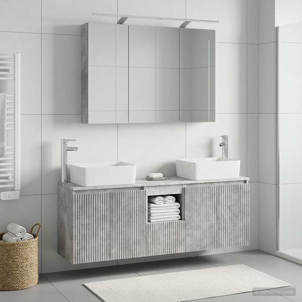 Bathroom Cabinet Set 4 Pcs Concrete Grey Particleboard