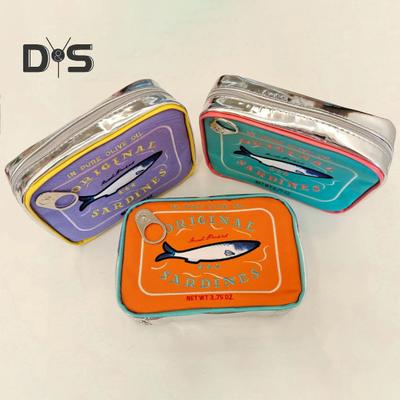 Canned Sardines Makeup Bag Large Capacity Zipper Closure Exquisite Embroidery Patterns Portable Travel Toiletry Bag Cosmetic Organizer