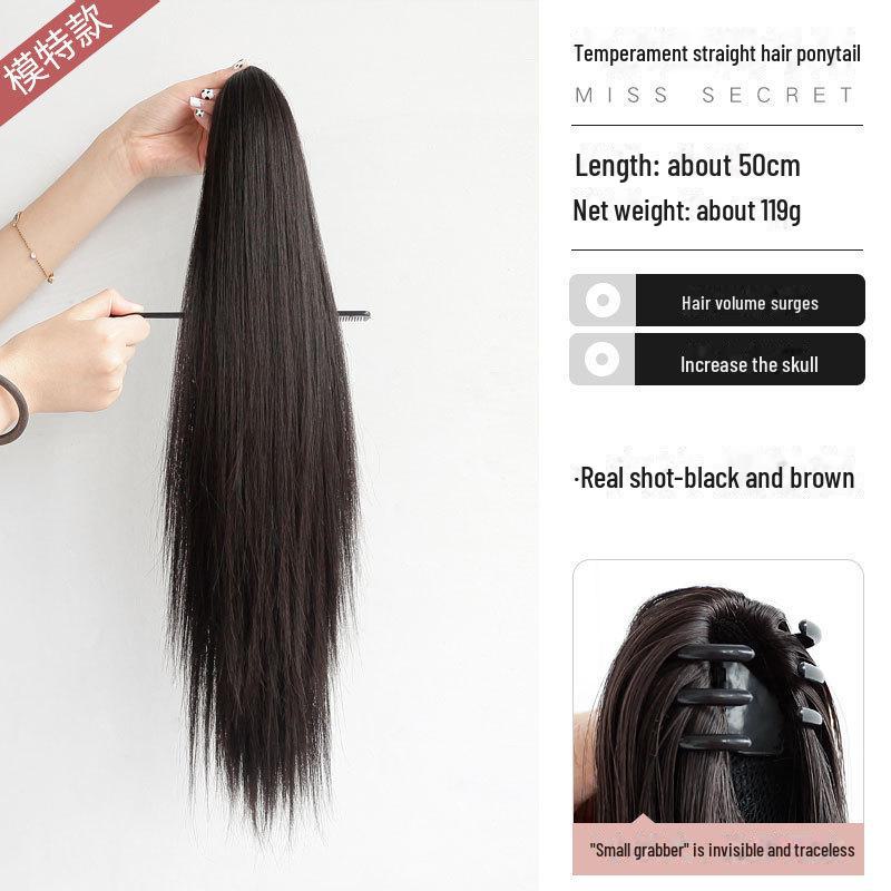 Ladies' Long Straight Hair Clip-On Ponytail Extension (Natural Look)