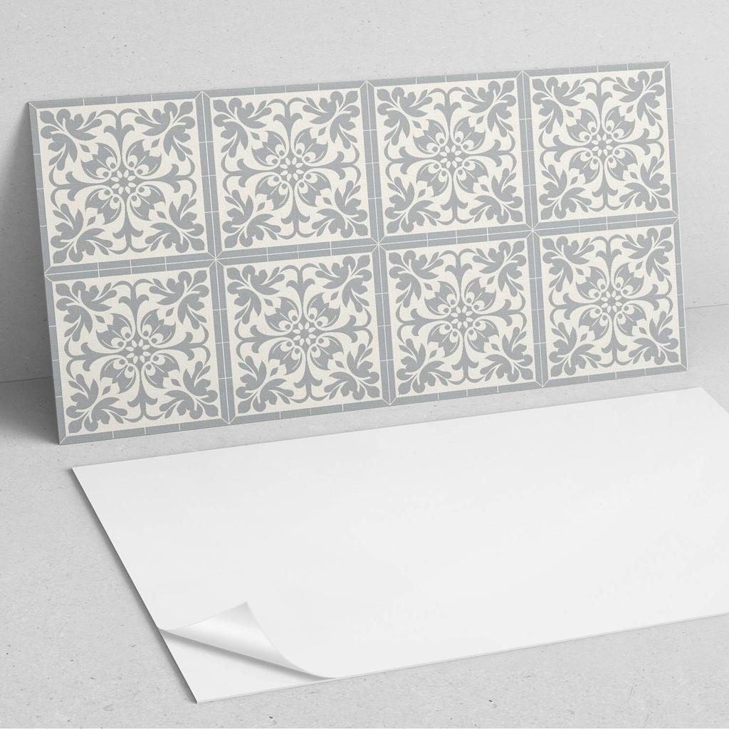 Set of Vinyl Tiles with Floral Pattern Print On Tiles 6X60X30 Cm