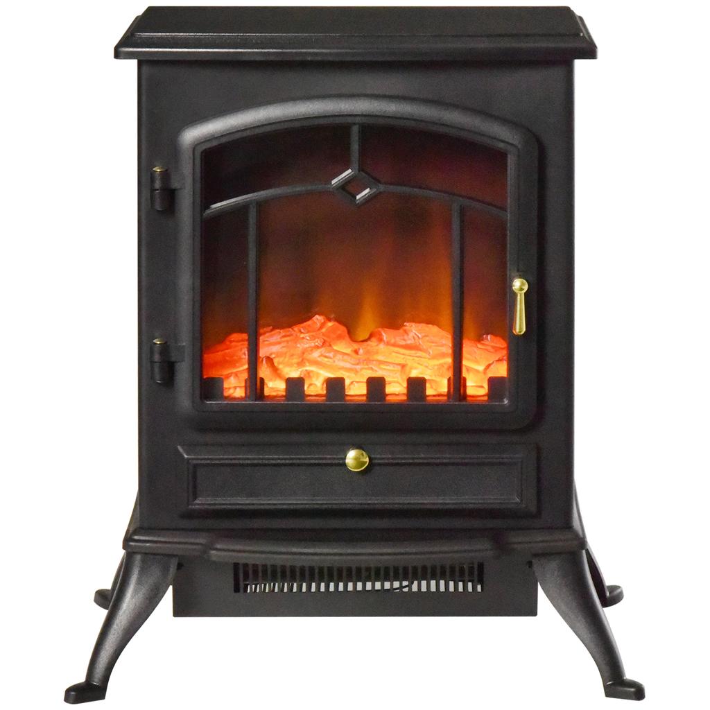 Decorative Fireplace, Flame Effect, Thermostat, Overheat Protection, 45 x 28 x 54 cm, Black
