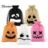 Decorative Gift Packaging 5Pcs Halloween Candy Bags with Drawstring, Funny Ghost Pumpkin Print Pouches Themed Event Goodie for Party Favors And Trick