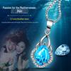 Collier Yi Hua Topaze Bleu Mer en Forme de Larme & Cristal pour Femmes