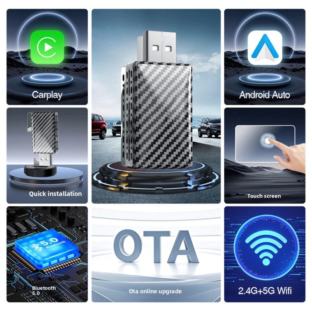 Wireless CarPlay Adapter Carbon Fiber Smart Box Convert Wired To Wireless for Seamless Car Connectivity