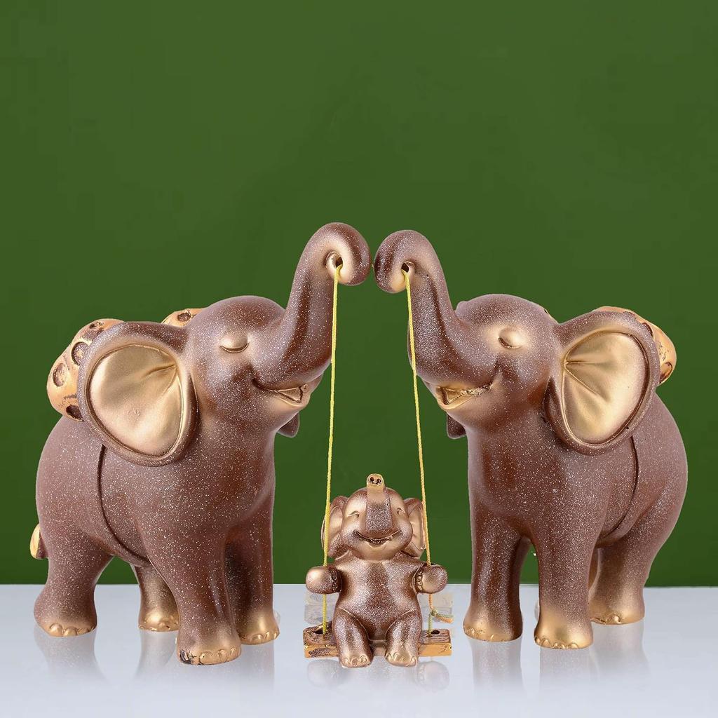 Resin Elephant Showpiece, For Home Decoration Items, Table Décor, Brown Color