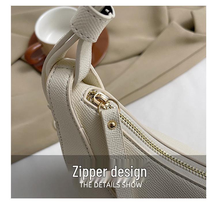 Trendy Lychee Grain French Crescent Crossbody Bag - High-End Fashionable Saddle Design