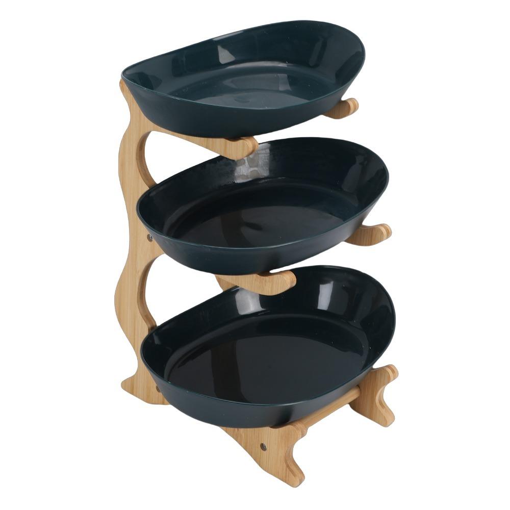 Multi Layer Fruit Stand Oval Tray Shape Serving Stand Easy Assembly Basket Stand Fruit Storage