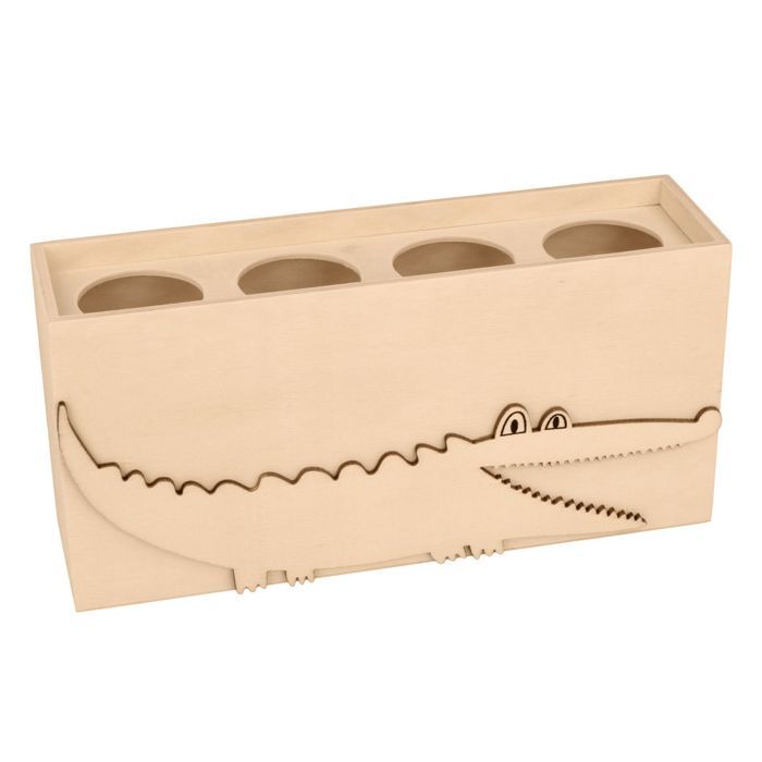 Pot à crayon crocodile en bois