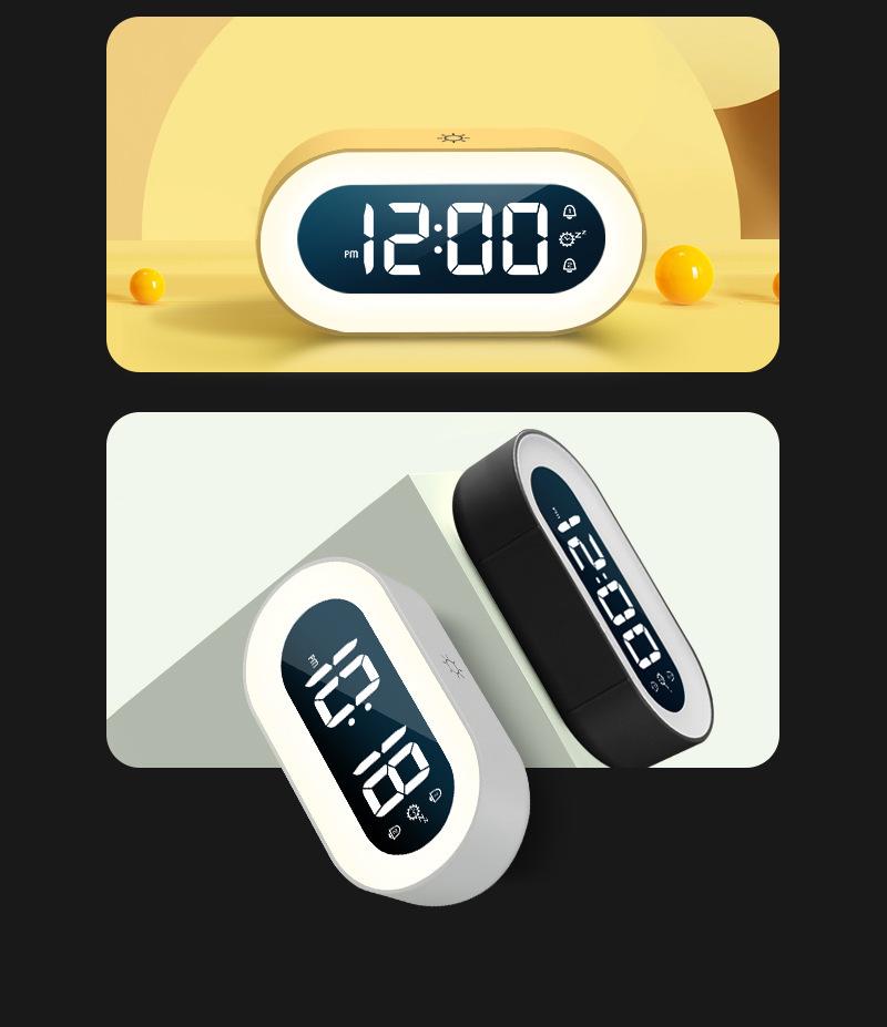 2024 LED Night Lamp & Silent Alarm Clock for Students - Multifunctional Bedroom Timepiece