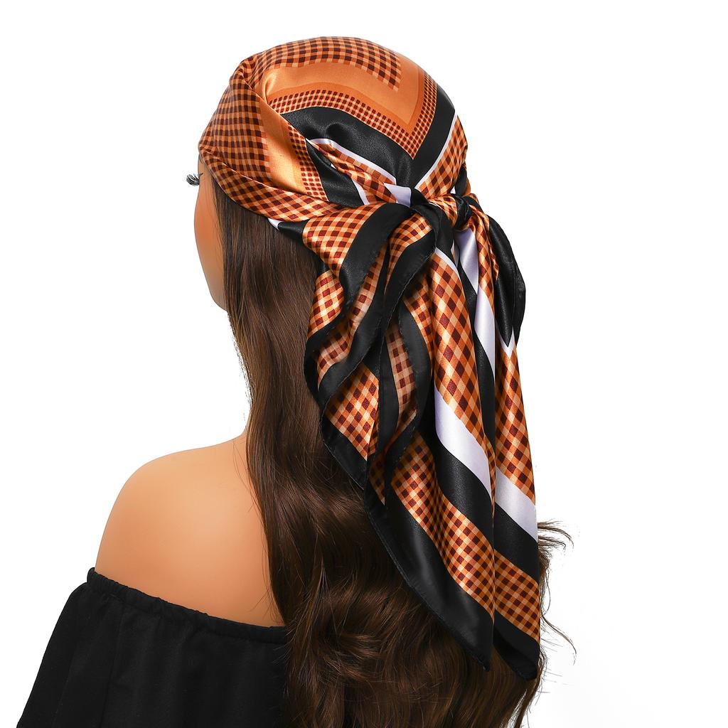 90*90cm Silk Scarf Scarftop Headwraps For Woman Fashion Four Seasons Hair Accessories Hijab Foulard Bandana Femme Headscarf