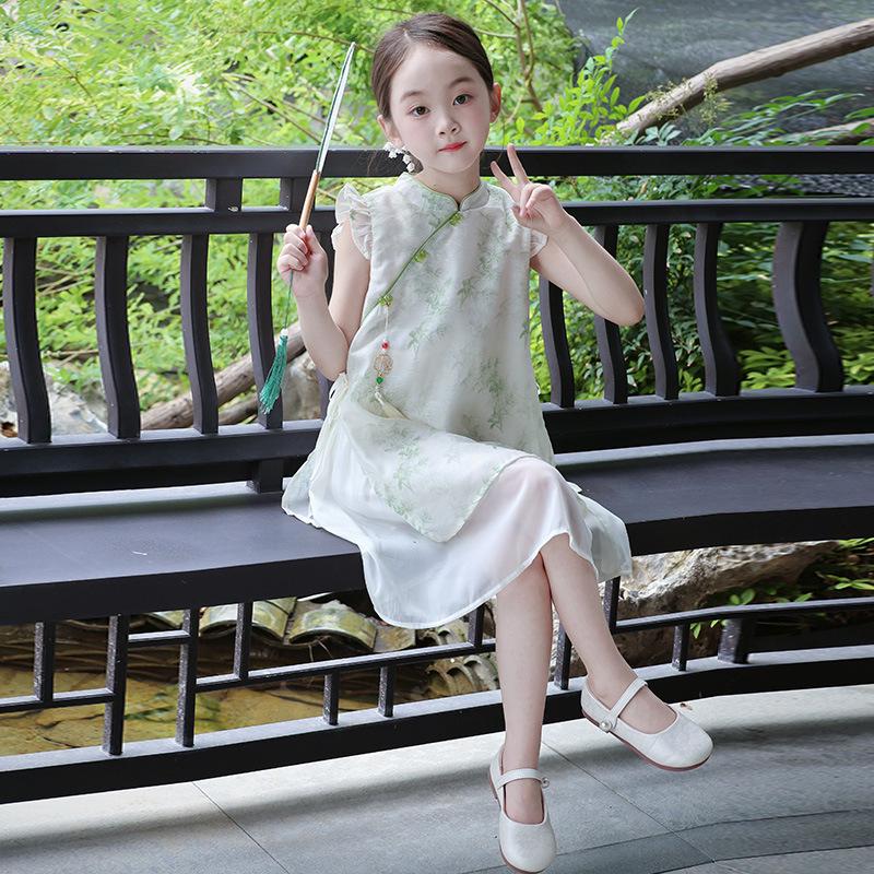 2026 New Summer Cheongsam: Girls' Chinese-Style Tang Suit Dress