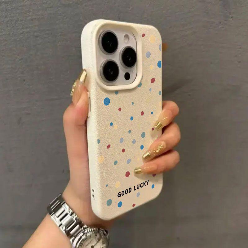 Цветной чехол для телефона в горошек с узором личи для Apple iPhone 11, 14, 15, 16Pro, 17, 17ProMax - Мягкий чехол iPhone 17 Pro Max