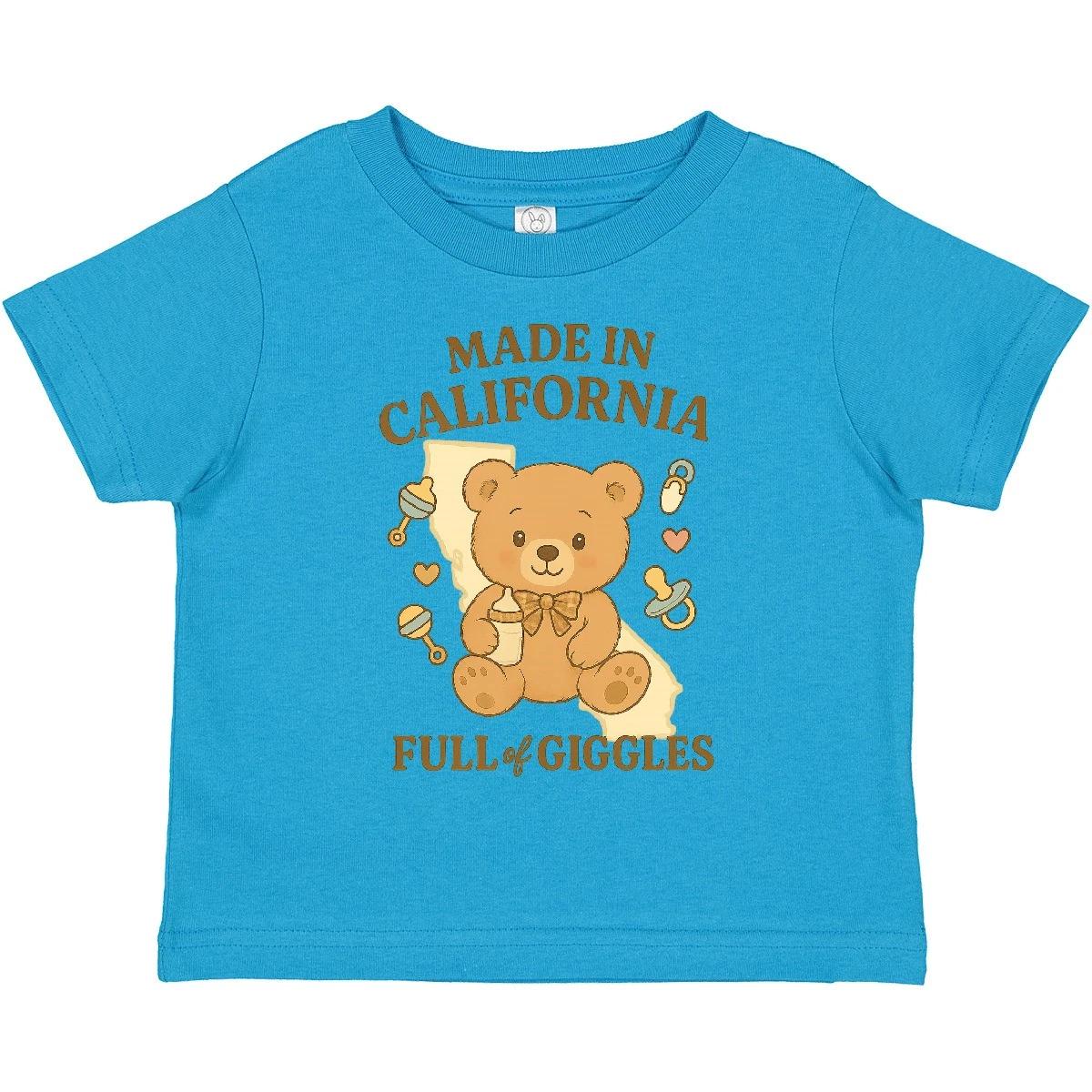 Inktastic Made In California Full Of Giggles Teddy Bear Toddler T-Shirt Outfit 100