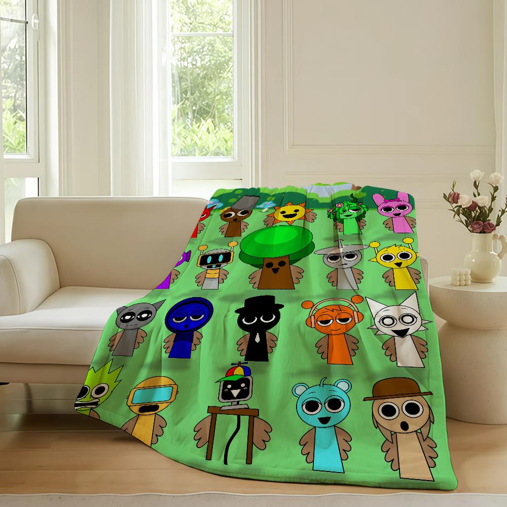 Cartoon Sprunki Game Blanket Warm Soft Suitable For Bedroom Sofa Bed Living Room Office Travel Camping Gifts