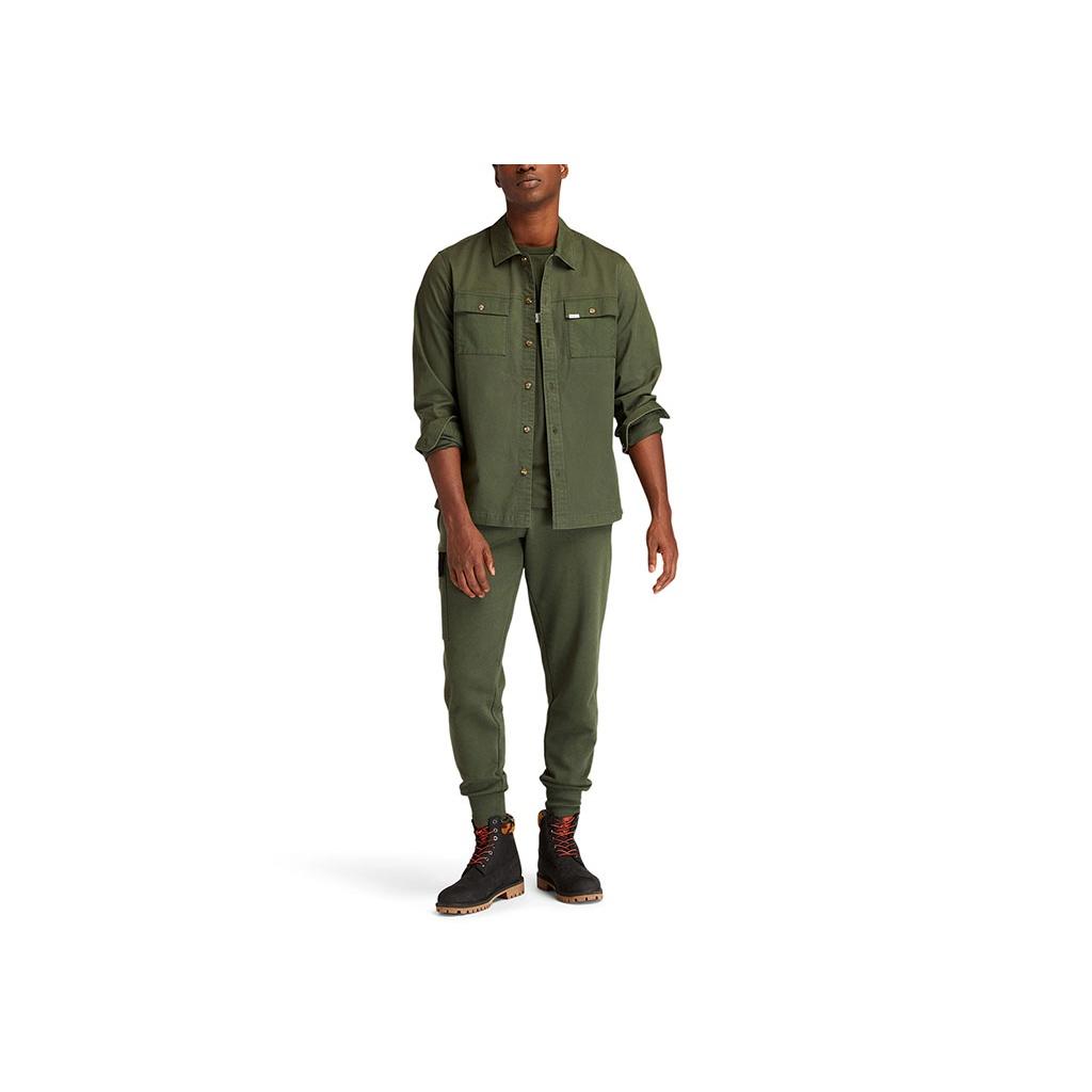 Timberland Outdoor Casual Solid Color Long Sleeve Shirt Men Shirts Luggage-Green A43Q2-U31