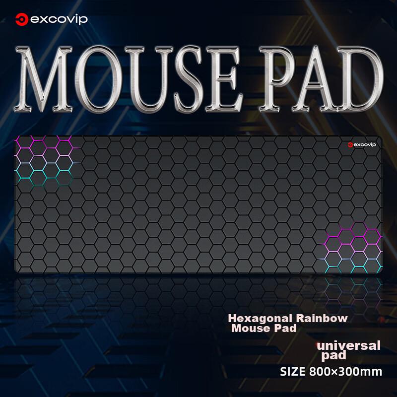 EXCO Mouse Pad, Extra Large Desk Mat, Computer Office Gaming Cartoon Anime Edge-Locked Keyboard Pad, Non-Slip, 800*300mm, Hexagonal Colorful 0258