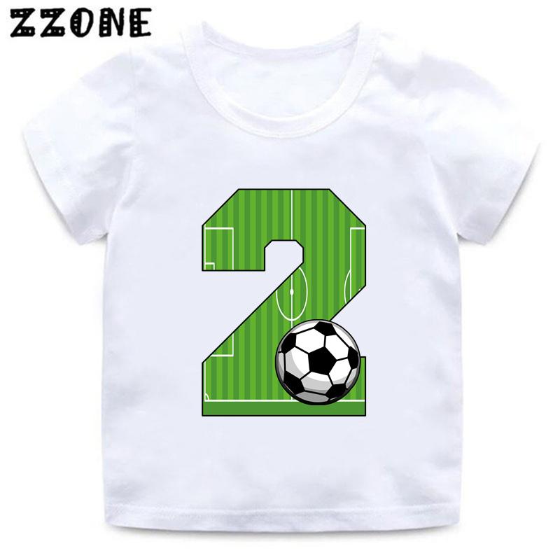 Cartoon Football Number Bow Print Funny Boys Clothes Years Birthday Soccer Kids T Shirt Baby Girls T-Shirts