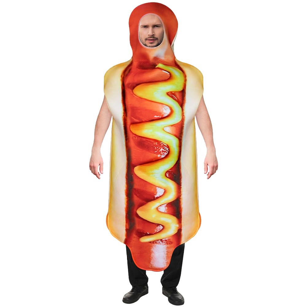 

KISSOS Cosplay Food Hot Dog Funny Gag Halloween Costume Event Party Full Body Disguise Costume Unisex
