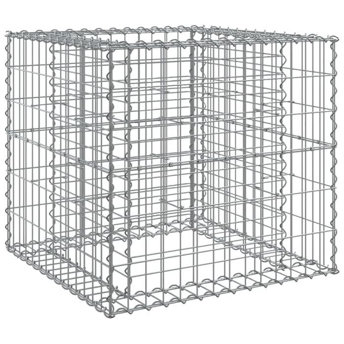VidaXL Panier de gabions argenté 70x70x65 cm fer galvanisé, cage en gabion, pierre de gabion, jardinière de gabion, gabion, 364850